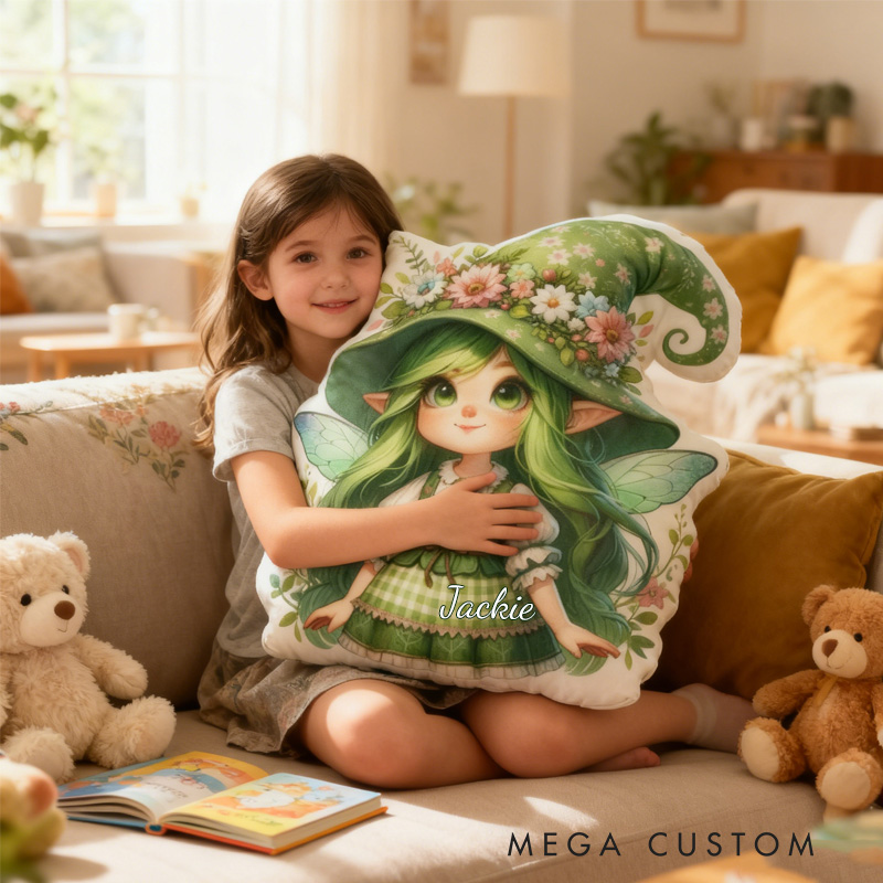 Personalized Cute Garden Fairy Throw Pillow Garden Lover Pillow with Name for Kids Girl Boy Gardener Christmas Gifts Loving Room Decor