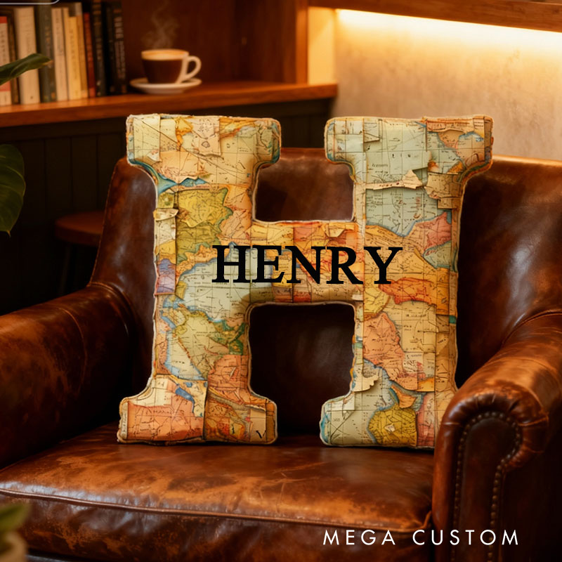 Personalized Letter Pillow Custom World Map Design Soft Plush Cushion Home Decor Perfect Gift For Bedrooms Living Rooms Graphic 3D Print