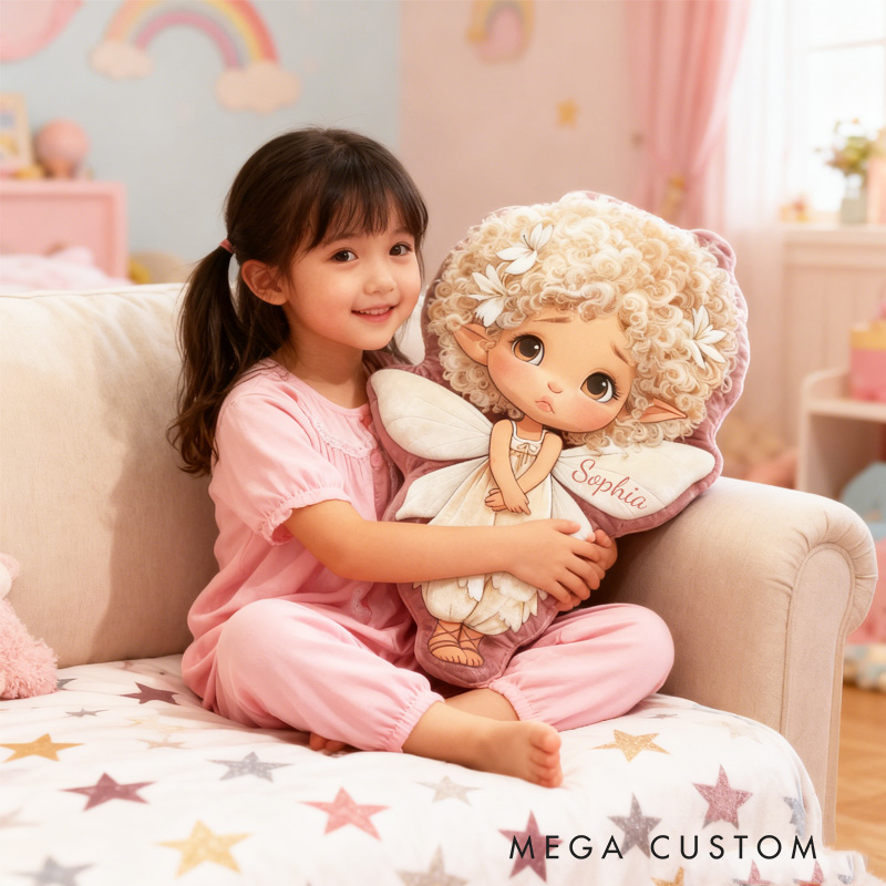 Personalized Princess Fairy Throw Pillow Garden Fairy Pillow with Name Little Girl Fairies Pillow for Kids Girl Boy Gardener Christmas Gifts Loving Room Decor