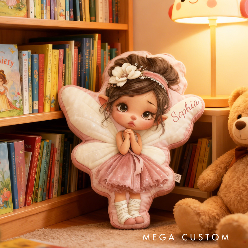 Personalized Princess Fairy Throw Pillow Cute Fairy Pillow with Name Little Girl Fairies Pillow for Kids Girl Boy Gardener Christmas Gifts Loving Room Decor