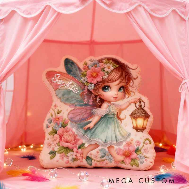 Personalized Fairy with Light Throw Pillow Cute Fairy Pillow with Name Little Girl Fairies Pillow for Kids Girl Boy Gardener Christmas Gifts Loving Room Decor