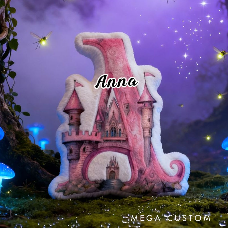 Personalized Letter Pillow Pink Castle-Shaped Pillow Girl's Room Decoration for Daughter First Christmas in New Home Gifts