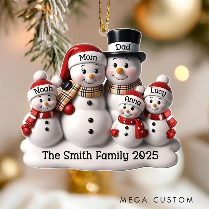 Personalized Snowman Family Ornament Custom 2D Flat Family Christmas Ornament 2025
