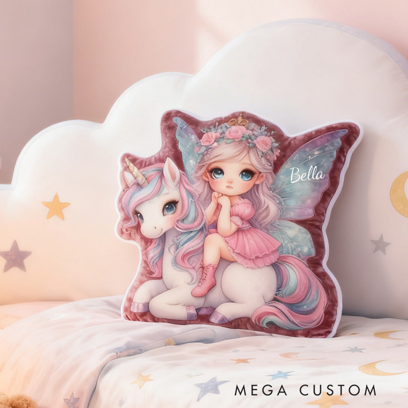 Personalized Dream Horse Throw Pillow Graphic 3D Print Fairy Pillow with Name Fairies Pillow for Kids Girl Boy Gardener Christmas Gifts Loving Room Decor