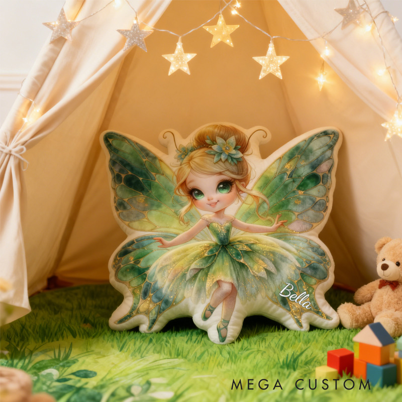 Personalized Butterfly Fairy Throw Pillow Graphic 3D Print Garden Fairy Pillow with Name Pillow for Kids Girl Boy Gardener Christmas Gifts Loving Room Decor