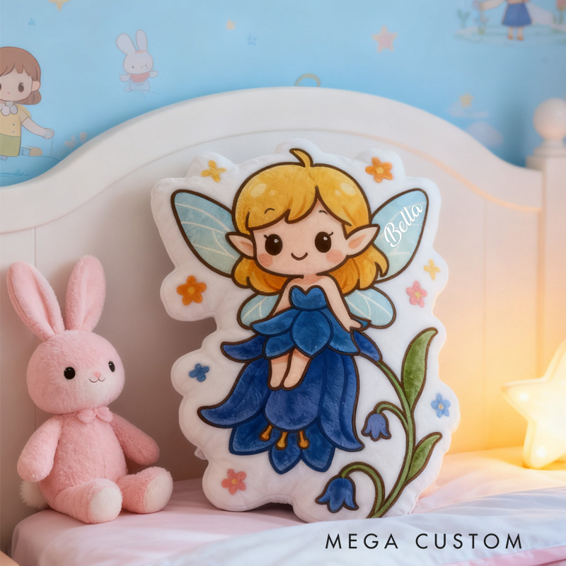 Personalized Flower Fairy Throw Pillow Graphic 3D Print Garden Fairy Pillow with Name Pillow for Kids Girl Gardener Christmas Gifts Loving Room Decor