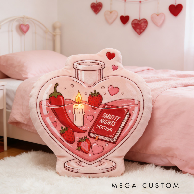 Personalized Book Lover Throw Pillow Graphic 3D Smutty Night Pillow with Name for Girlfriend Wife Bookish Bookworm Valentines Gift