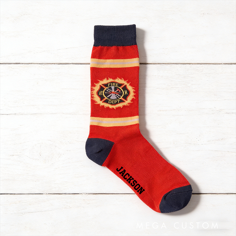 Personalized Firefighter Socks with Name Unique and Practical Gift for Firefighters