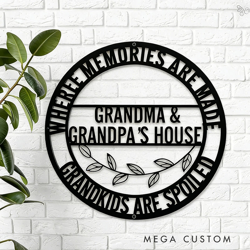 Personalized Metal Wall Sign Custom Gift for Grandparents Decorative Hanging Plaque for Grandma and Grandpa House Indoor Outdoor Home Decor Gift