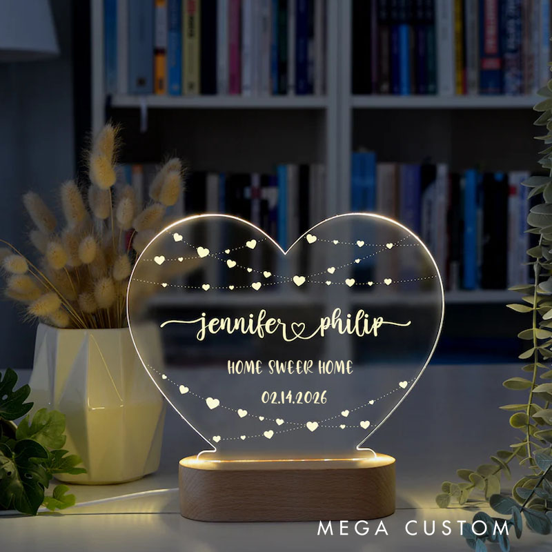 Personalized Night Light for Couples Engagement Gifts Custom Couple Anniversary Gift Valentine's Day Gifts
