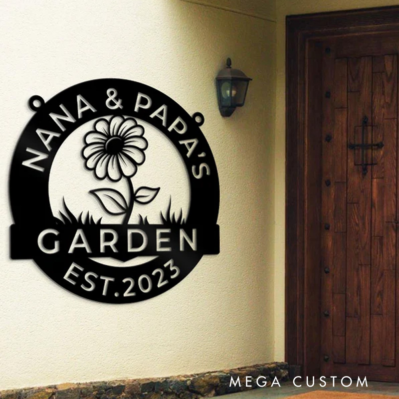 Personalized Garden Metal Sign Nana & Papa's Personalized Decor