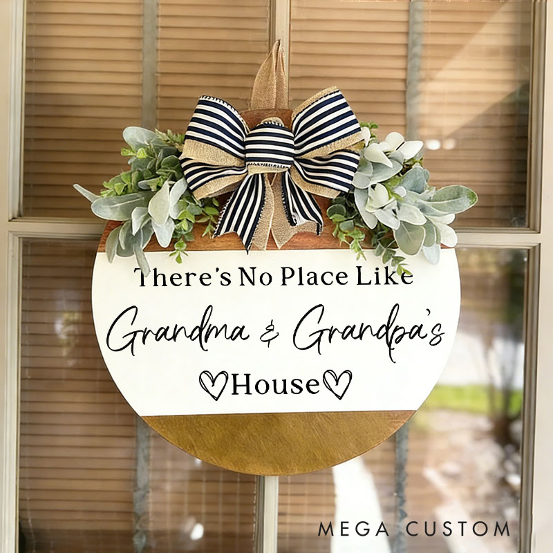 Personalized There's No Place Like Sign Front Door Sign For Grandparents Grandma Gift Grandparents Sign Gift