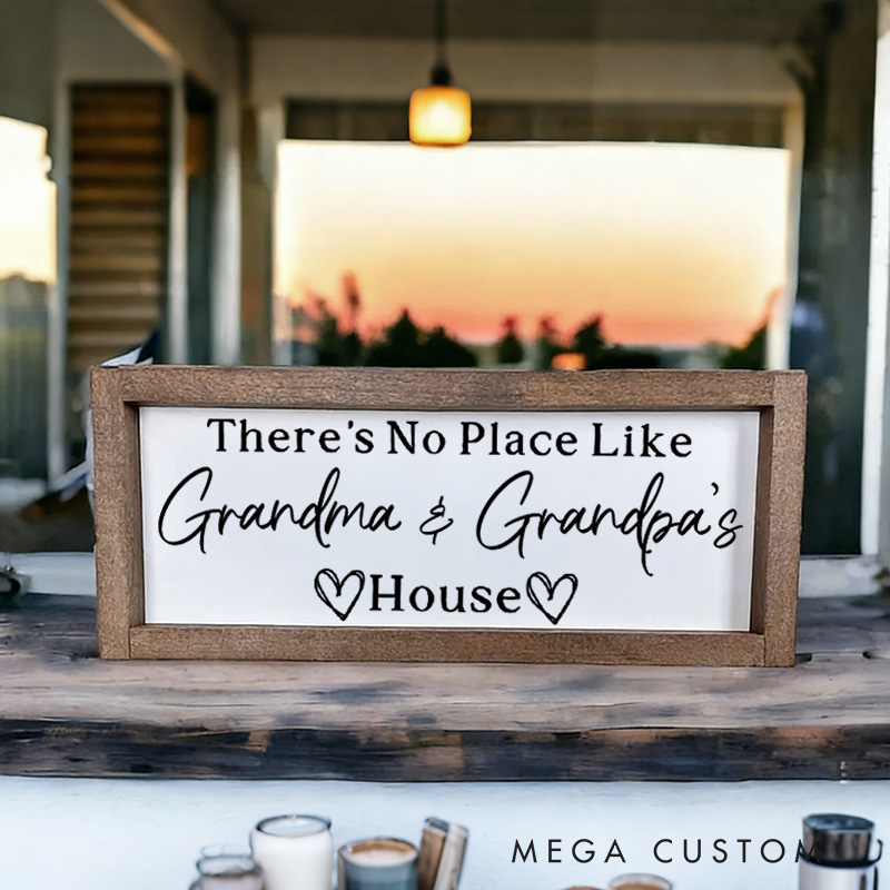 Personalized There's No Place Like Grandparents House Wooden Sign Custom Farmhouse Wall Decor Gift for Grandma and Grandpa Home Entryway Porch Decor