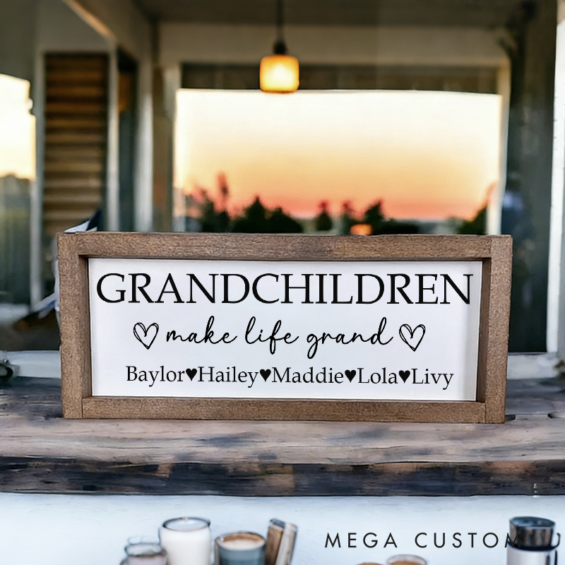 Personalized Grandchildren Sign Grandchildren Make Life Grand Sign Grandparents Sign Grandparents Gift Grandma and Grandpa Sign
