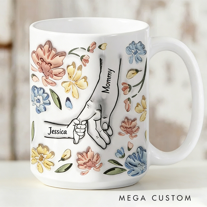 Personalized Hand In Hand I Will Always Protect You Gift For Mom Grandma Custom Grandma Mug Grandmother Birthday Mothers Day Gift