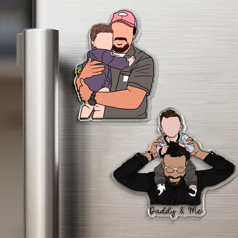 Personalized Gift For Dad Custom Dad Photo Magnet Faceless Portrait Fridge Magnet Husband New Dad Gift