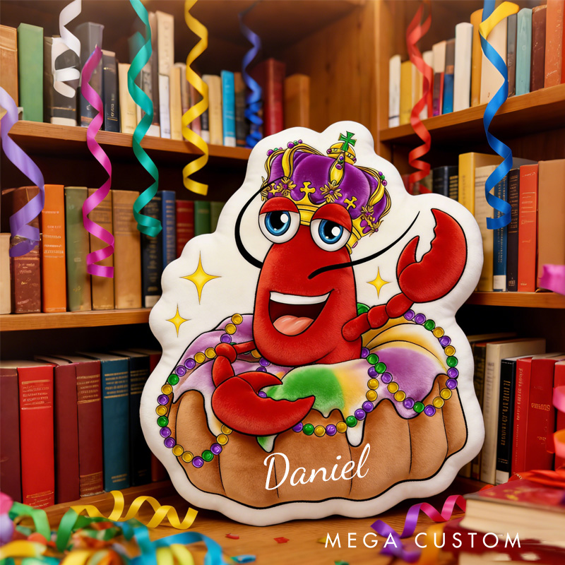 Personalized Lobster Throw Pillow Graphic 3D Print Cake Pillow with Name Mardi Gras for Girl Boy Kids Initial Pillow Baking Lover Gifts