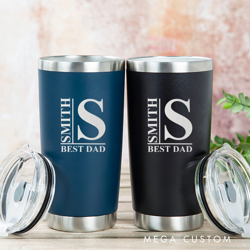 Personalized Engraved Tumbler Custom Stainless Steel Insulated Travel Mug Best Dad Design with Lid Gift for Father's Day Birthday Coffee Tea Drinkware
