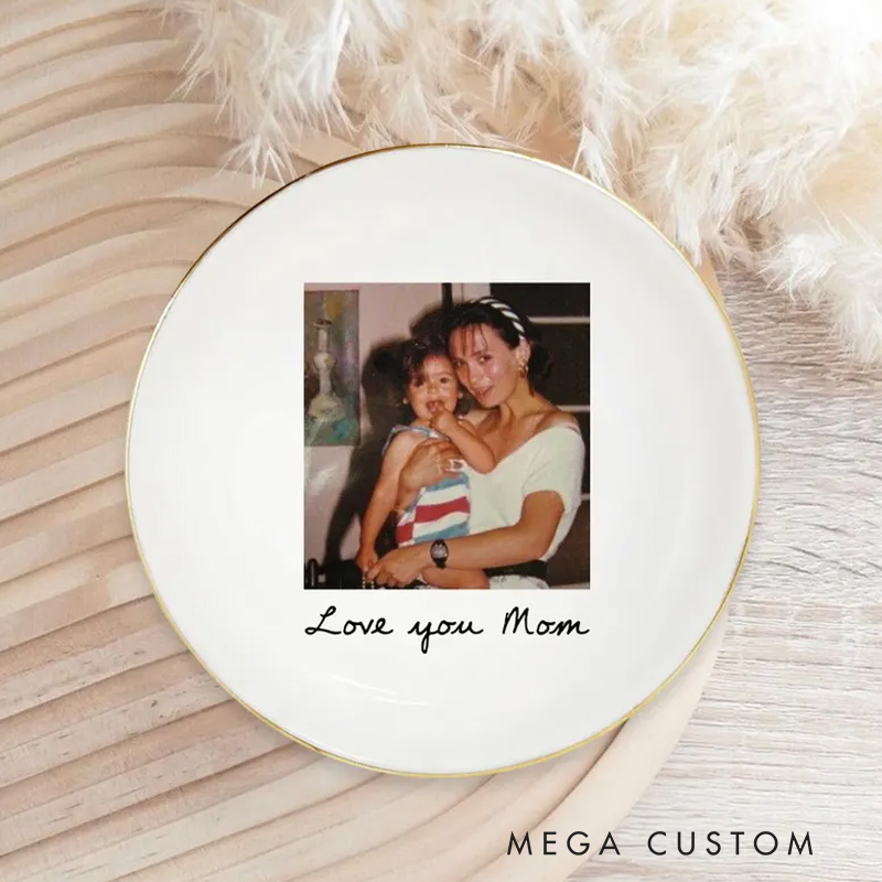 Personalized Mothers Day Gift for Mom Custom Photo Trinket Tray Custom Ring Dish with Picture Gift for Grandma Mom Gift from Daughter Birthday Gift