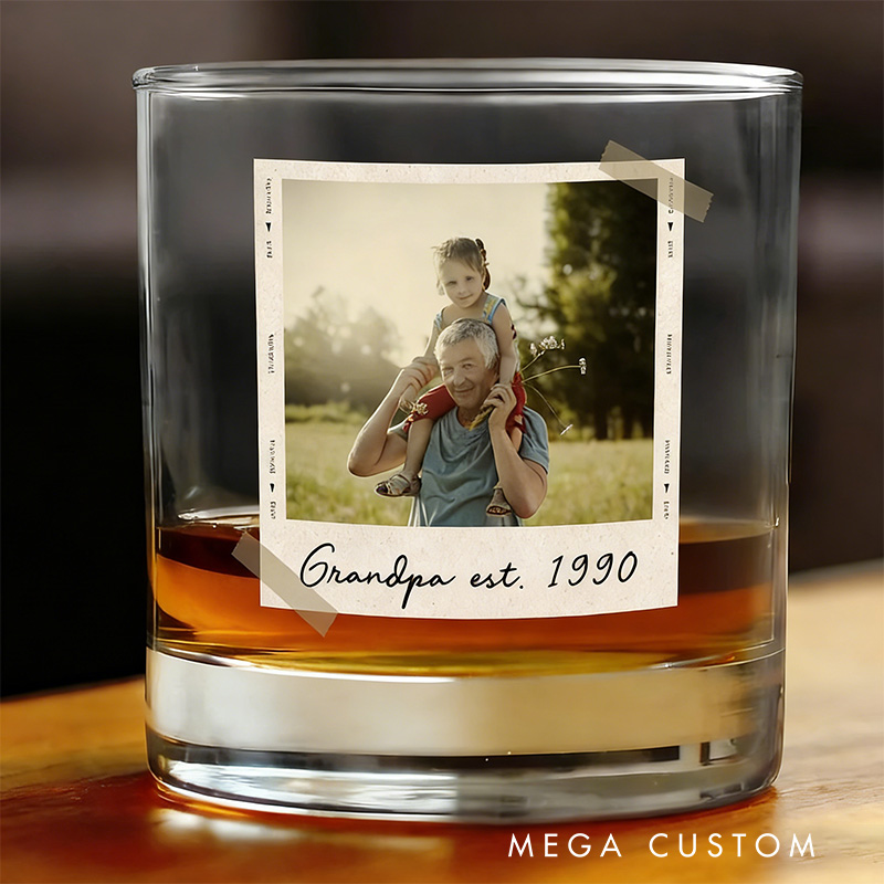 Personalized Dad Gifts Custom Photo Dad Whiskey Glass Grandpa Gift Dad Glass Gifts For Him Portrait Photo Grandpa Glass
