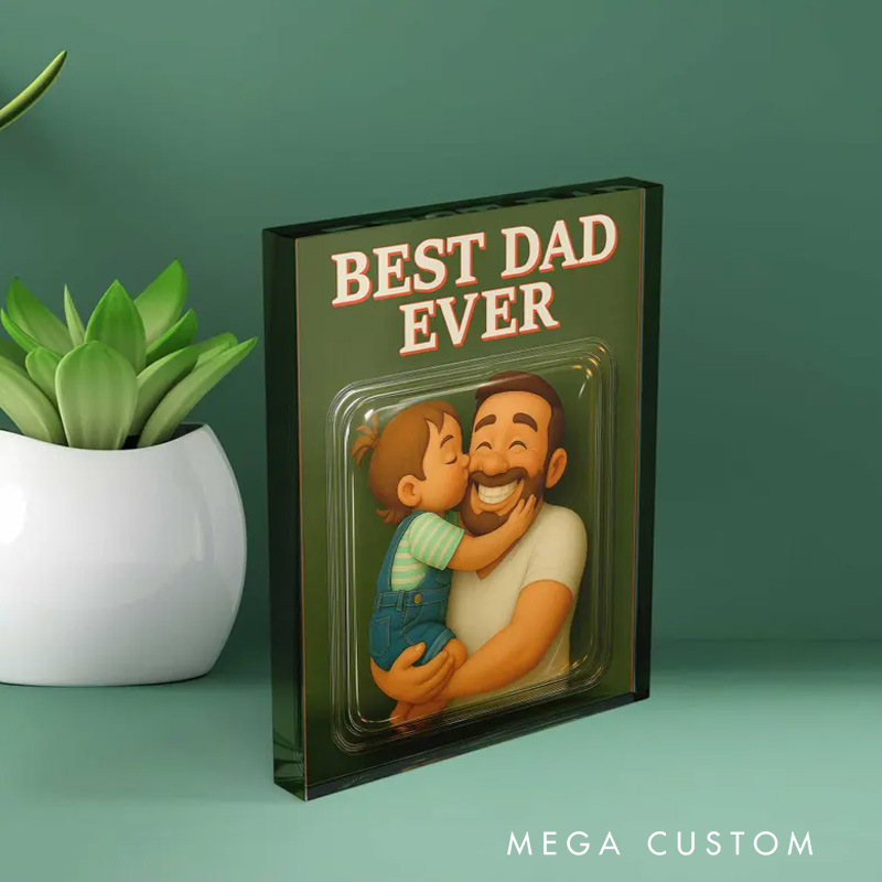Personalized Photo Best Dad Ever Acrylic Plaque Dad and Me Picture Gift for Father's Day Father and Childen Portrait Plaque Daddy Birthday Gift