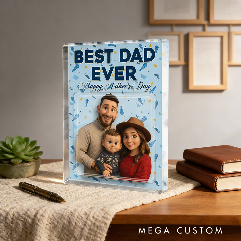 Personalized Father's Day Gift For Dad Custom Photo Dad And Kids Action Figure Acrylic Block Best Dad Ever Gift For Husband Father's Day