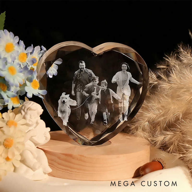 Personalized 3D Crystal Family Photo Round/with Light Base Gift For Any Occasion Home Decor Custom Laser Family Gift Custom 3D Photo Crystal