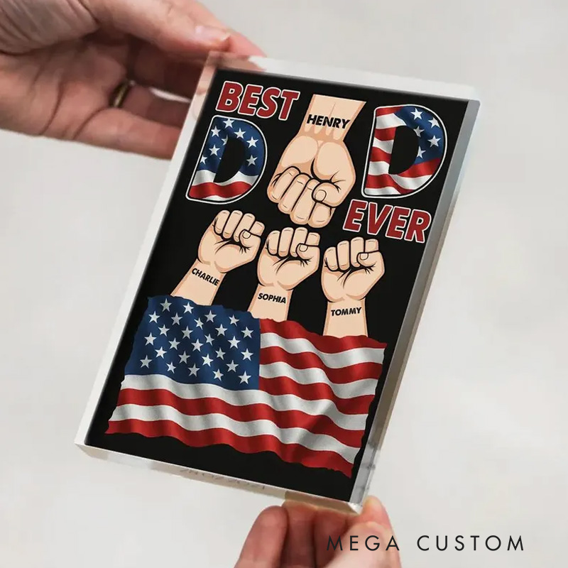 Personalized Best Dad Ever Nation Flag Custom Acrylic Block Plaque Personalized Father's Day Gift for Dad Gift for Husband Grandpa Papa