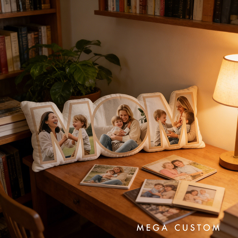Personalized Mom Photo Pillow Custom Picture Decorative Throw Pillow Gift for Mother's Day Birthday Home Decor Soft Sofa Cushion for Women Family