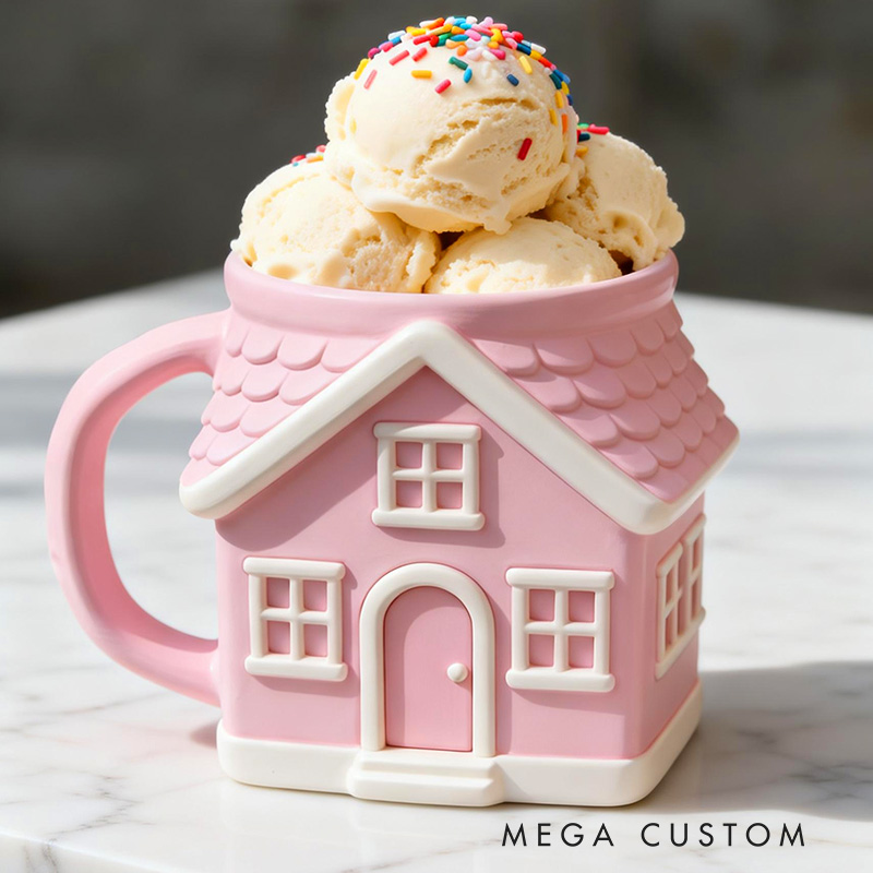 Personalized Pink House Ice Cream Pint Holder Custom New Home Gift Fun Freezer Accessory for Housewarming Unique Kitchen Decor for Kids and Adults