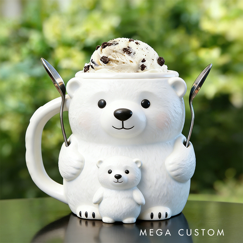 Personalized Polar Bear Ice Cream Pint Holder Cute Custom Freezer Accessory for Kids and Adults Unique Gift Fun Kitchen Decor