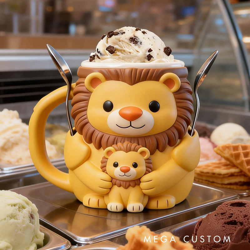 Personalized Lion Ice Cream Pint Holder Cute Custom Freezer Accessory for Kids and Adults Unique Gift for Birthday Christmas Fun Kitchen Decor