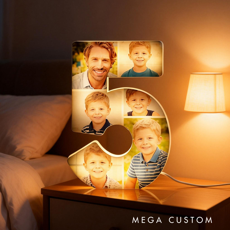 Personalized Letter Family LED Night Light Custom Photo Home Decor Gift for Birthday Anniversary Warm Lighting Keepsake for Living Room Bedroom