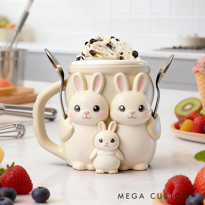 Personalized Bunny Ice Cream Pint Holder Cute Custom Freezer Accessory for Kids and Adults Unique Gift for Birthday Easter Fun Kitchen Decor