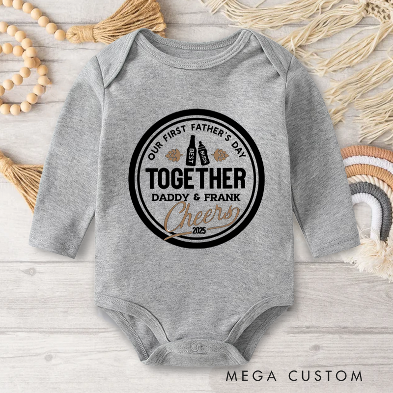 Personalized Our First Father's Day Together Cheers Baby Onesie Father's Day for New Dad Baby