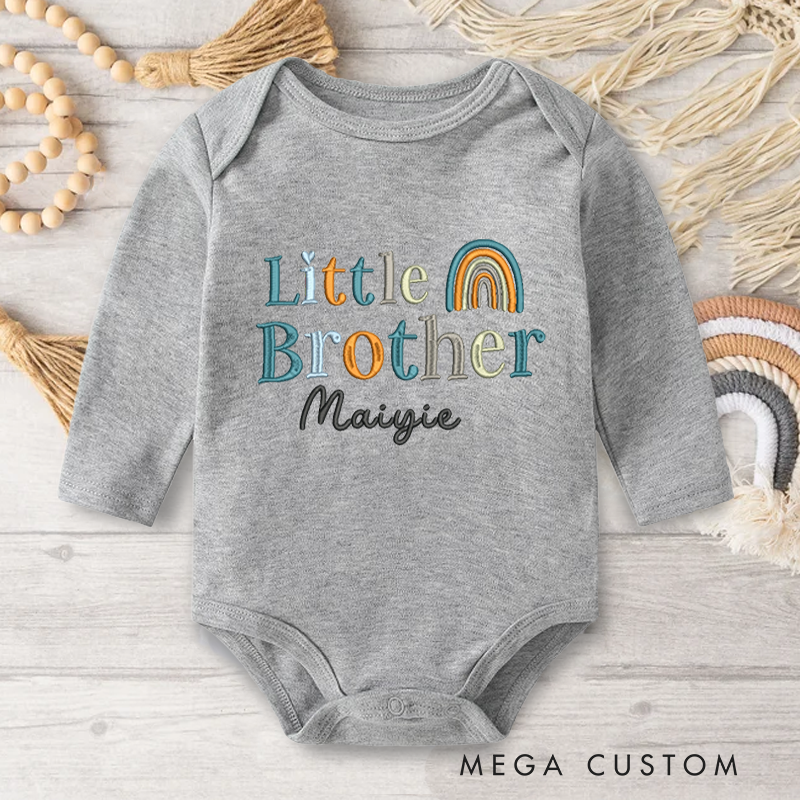 Personalized Embroidered Big Brother Rainbow Baby Onesie with Name Birthday Gifts for New Mother Children