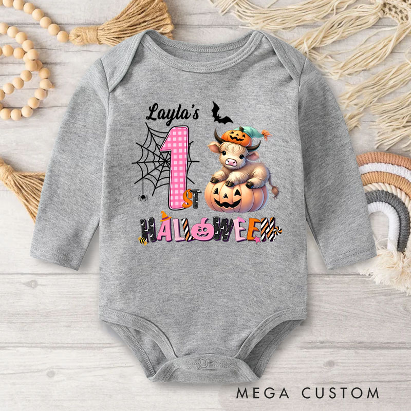 Personalized First Halloween Delight with Sweet Baby Cow Baby Bodysuit New Baby Girl Boy Gift