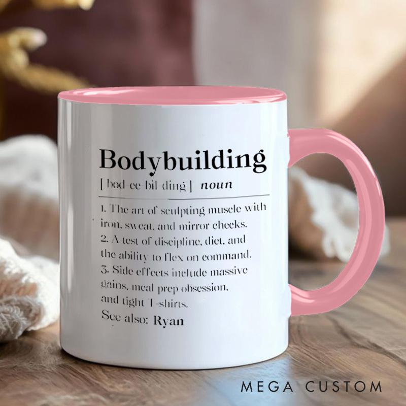 Personalized Fitness Mug with Bodybuilding Definition Gift Motivational Coffee Cup for Fitness Enthusiasts Bodybuilders and Gym Lovers