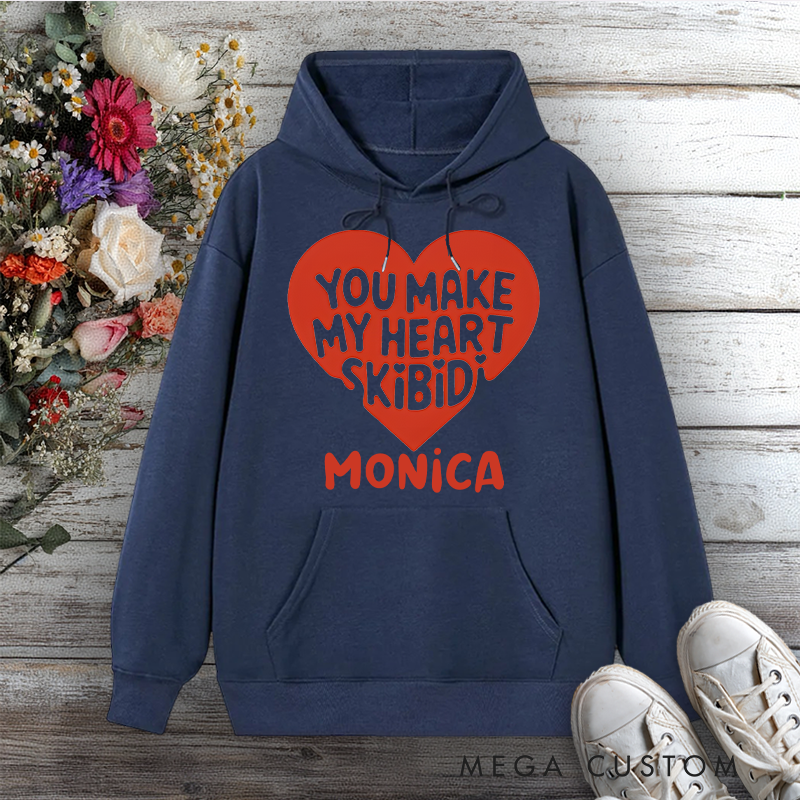 Personalized Hoodies for Nurse You Make My Heart Skibidi Design Hoodies International Nurse Day Gift