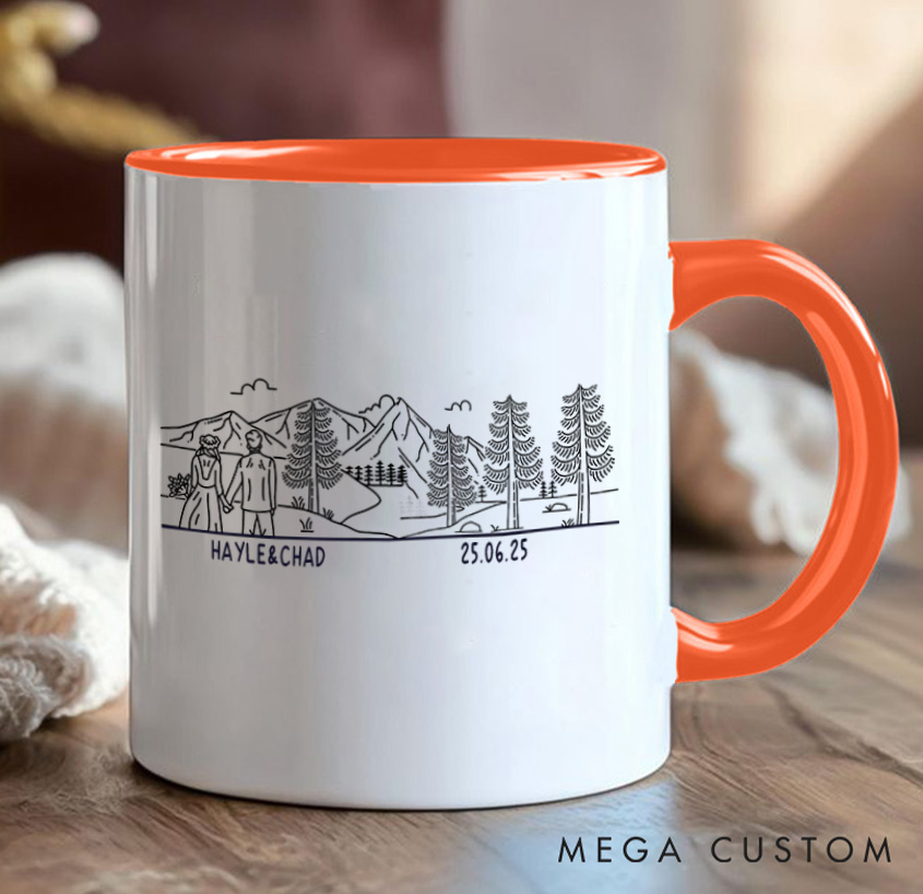Personalized Mountain Couple Mug Camping Adventurers Hiking Mug Gift for Travel Outdoors Lovers