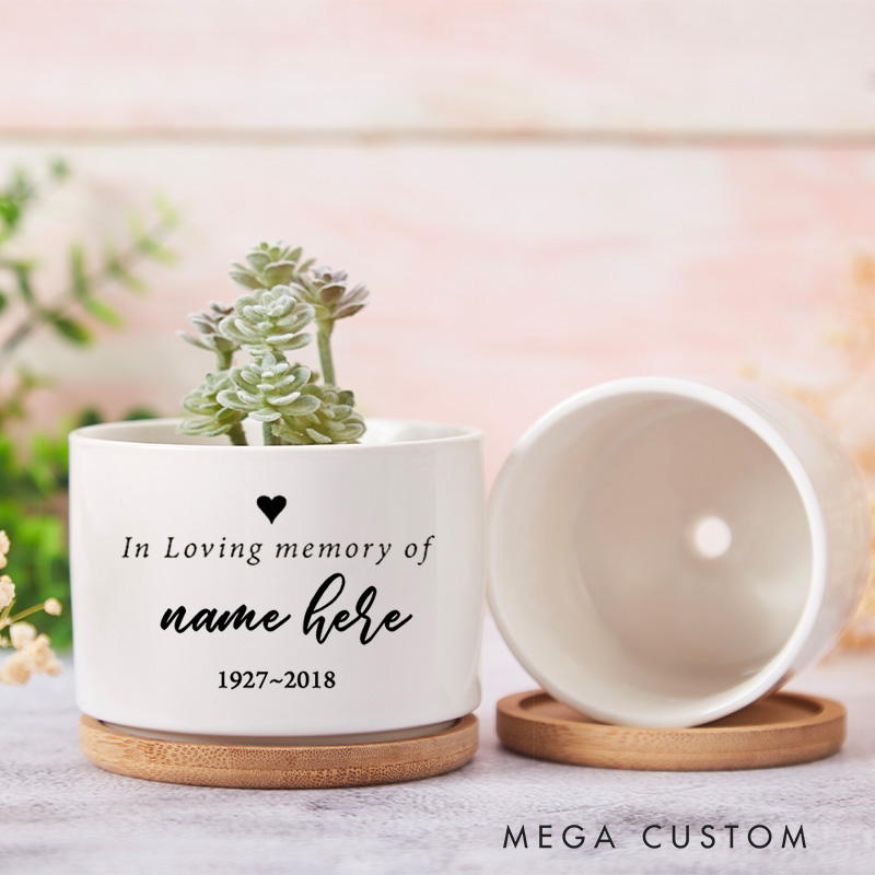Personalized Memorial Planter in Memory of Loved One Custom Condolences Gift Gift for Grieving Sorry for Your Loss Ceramic Indoor Pots