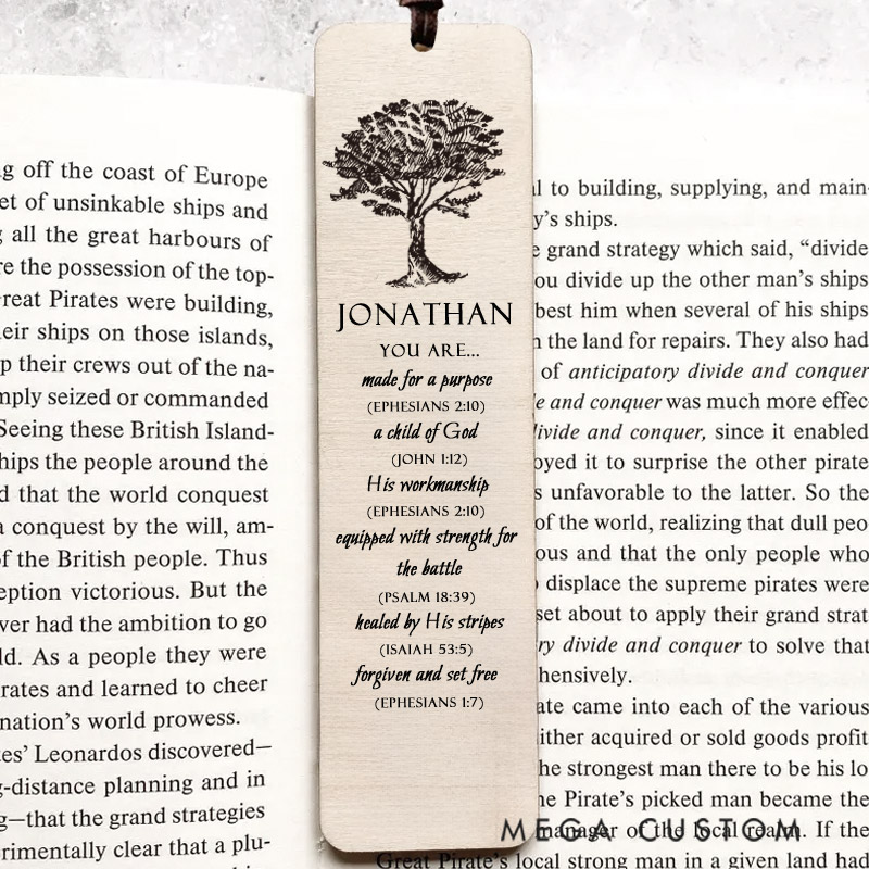 Personalized Wood Tree Bible Verse Bookmark with Name for Best Friend Christian Gift for Birthday Unique Gifts for Religious Christmas Gift Idea