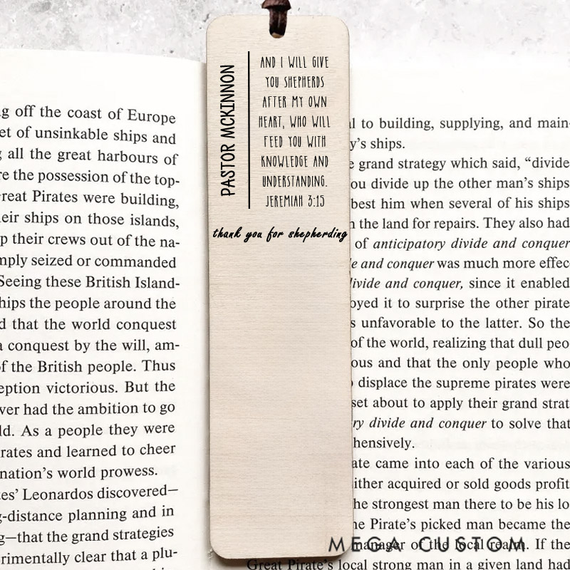 Personalized Pastor Gift Wood Bible Verse Bookmark with Name for Best Friend Christian Gift for Birthday Unique Gifts for Religious Christmas Gift Idea