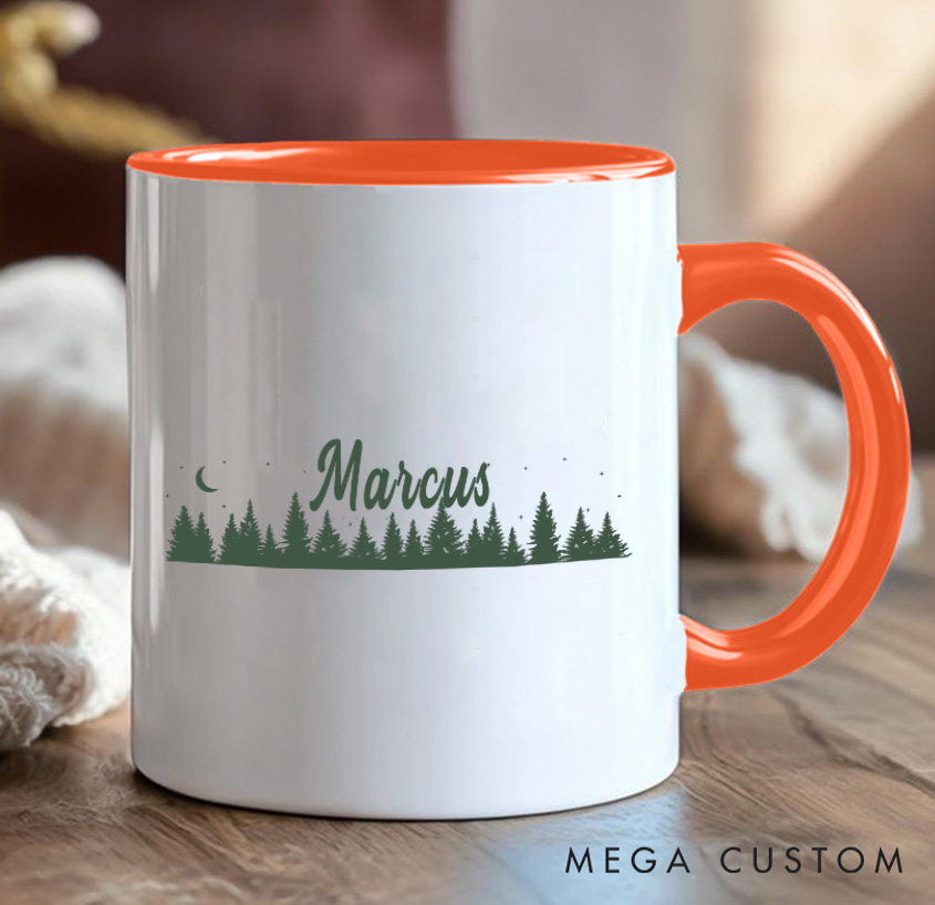 Personalized Campfire Forest Coffee Mug Camping Hiking Mug Gift for Travel Outdoors Lovers