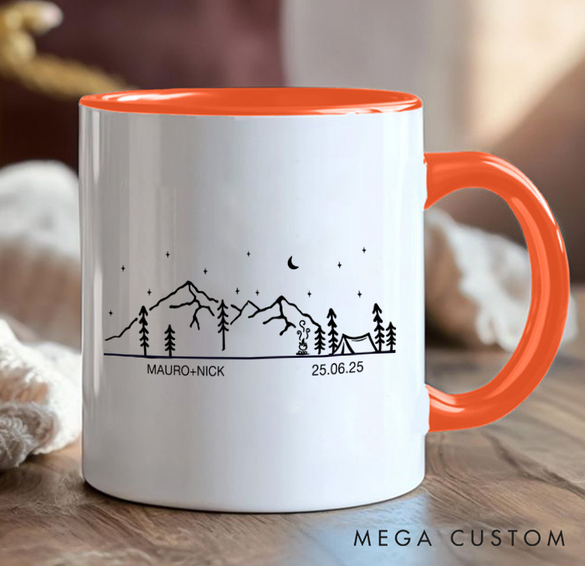 Personalized Camp Campfire Forest Mug Camping Hiking Mug Gift for Travel Outdoors Lovers