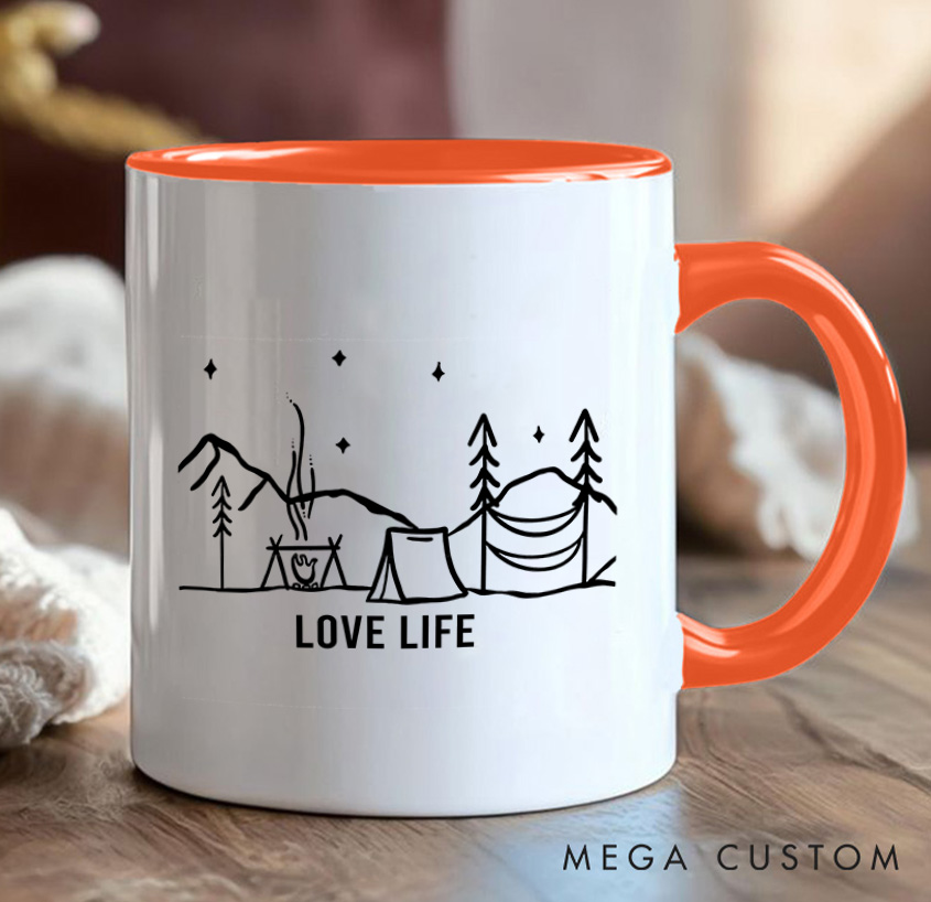 Personalized Couple Mountain Camping Mug Hiking Mug Gift for Travel Outdoors Lovers