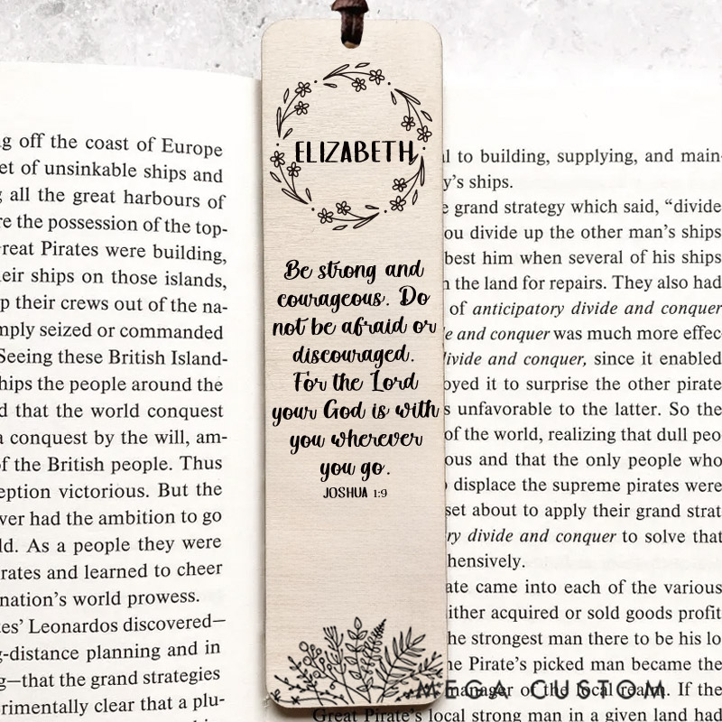 Personalized Wood Joshua 1:9 Bookmark with Name for Best Friend Christian Gift for Birthday Unique Gifts for Women Bible Verse Art