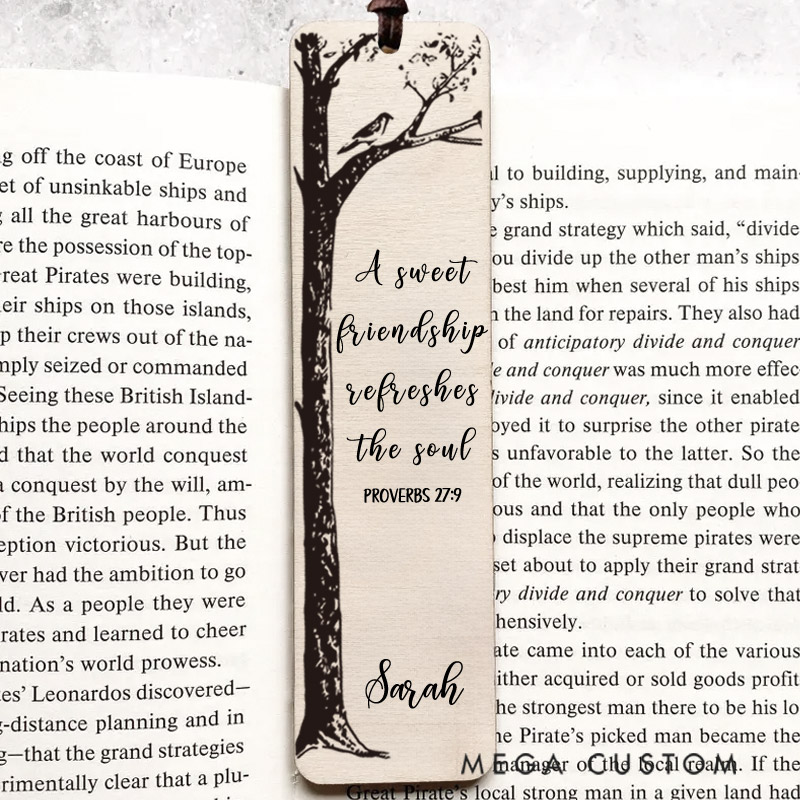 Personalized Wood Bookmark for Best Friend Proverbs 27 Christian Gift for Birthday Unique Gifts for Female Long Distance Book Lover Christian Gift