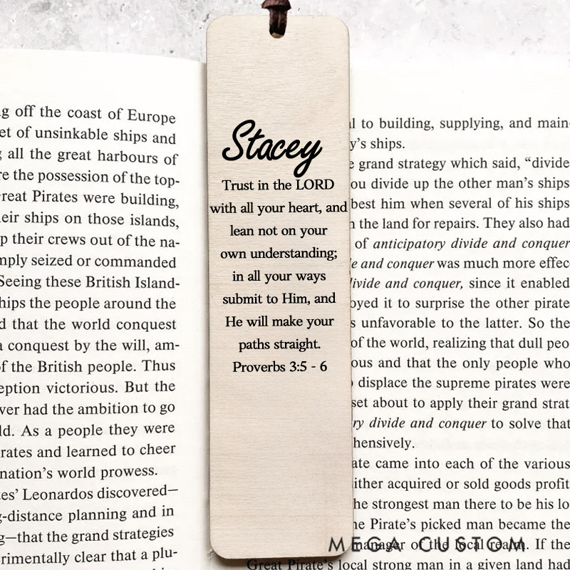 Personalized Wood Proverbs 3:5 Christian Bookmark Christian Gift for Birthday Unique Gifts for Female Unique Gifts for Women Bible Verse Art