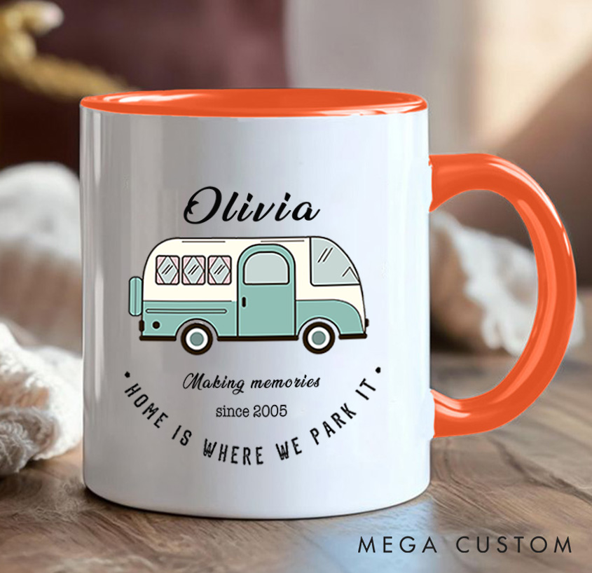 Personalized Camper Van Mug Mountain Adventurers Camping Hiking Mug Gift for Travel Outdoors Lovers